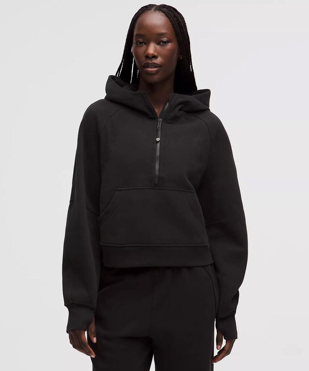 Lululemon Scuba Half Zip Hoodie Cropped Pullover Sweatshirt Black Size XS